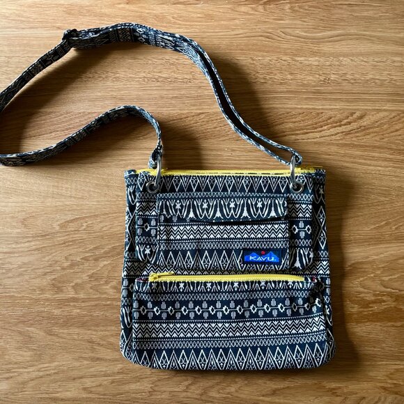RARE 3 in 1 Vintage Kavu Crossbody Bag with Detachable Clutch Pouch Boho Black - Picture 2 of 13
